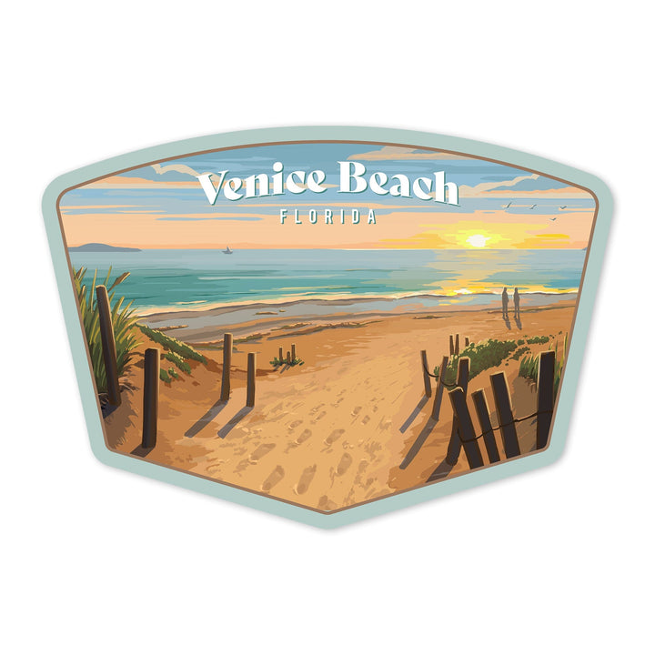 Venice Beach, Florida, Beach Path, Contour, Vinyl Sticker Sticker Lantern Press