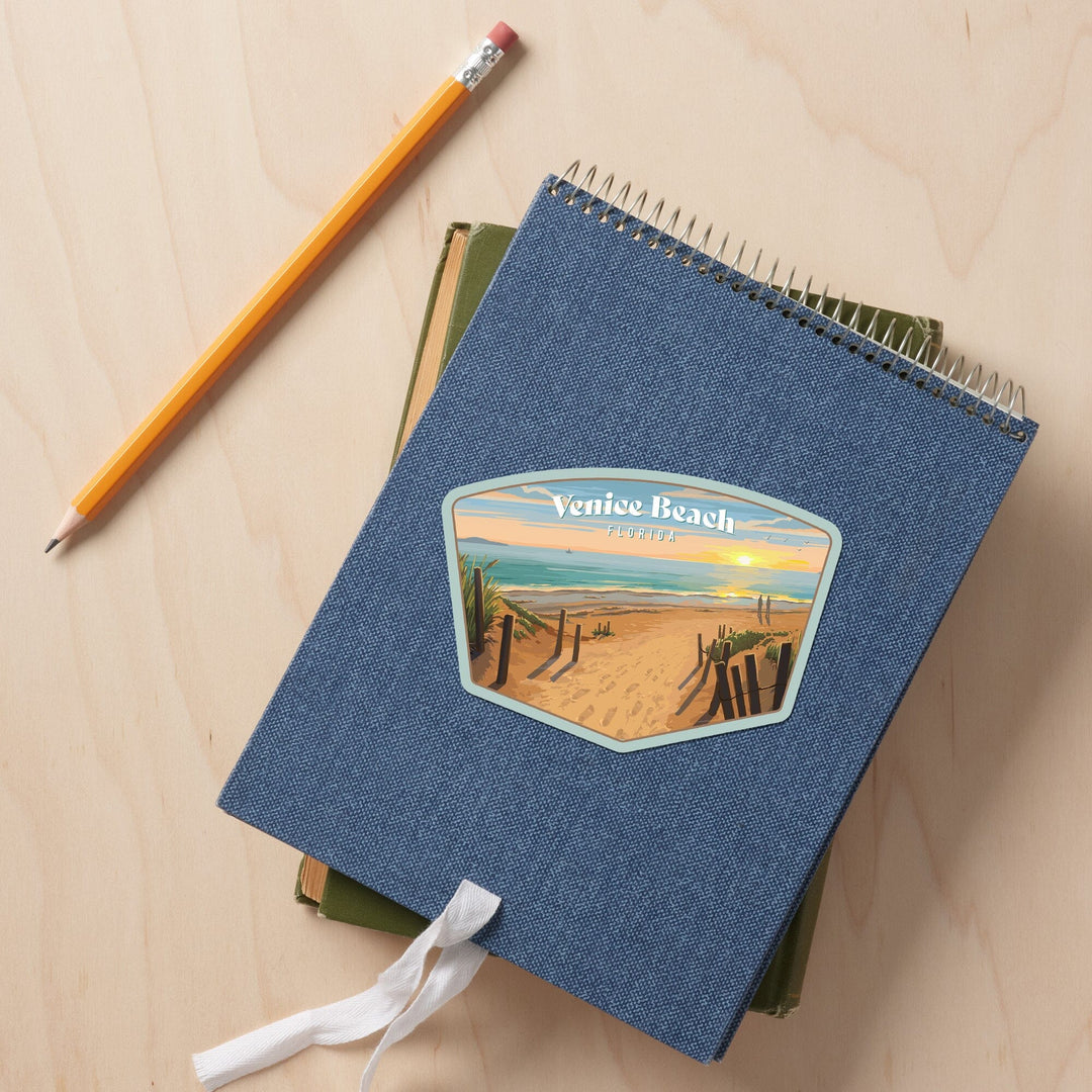 Venice Beach, Florida, Beach Path, Contour, Vinyl Sticker Sticker Lantern Press