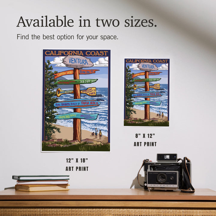 Ventura, California, Destinations Sign, Art & Giclee Prints Art Lantern Press