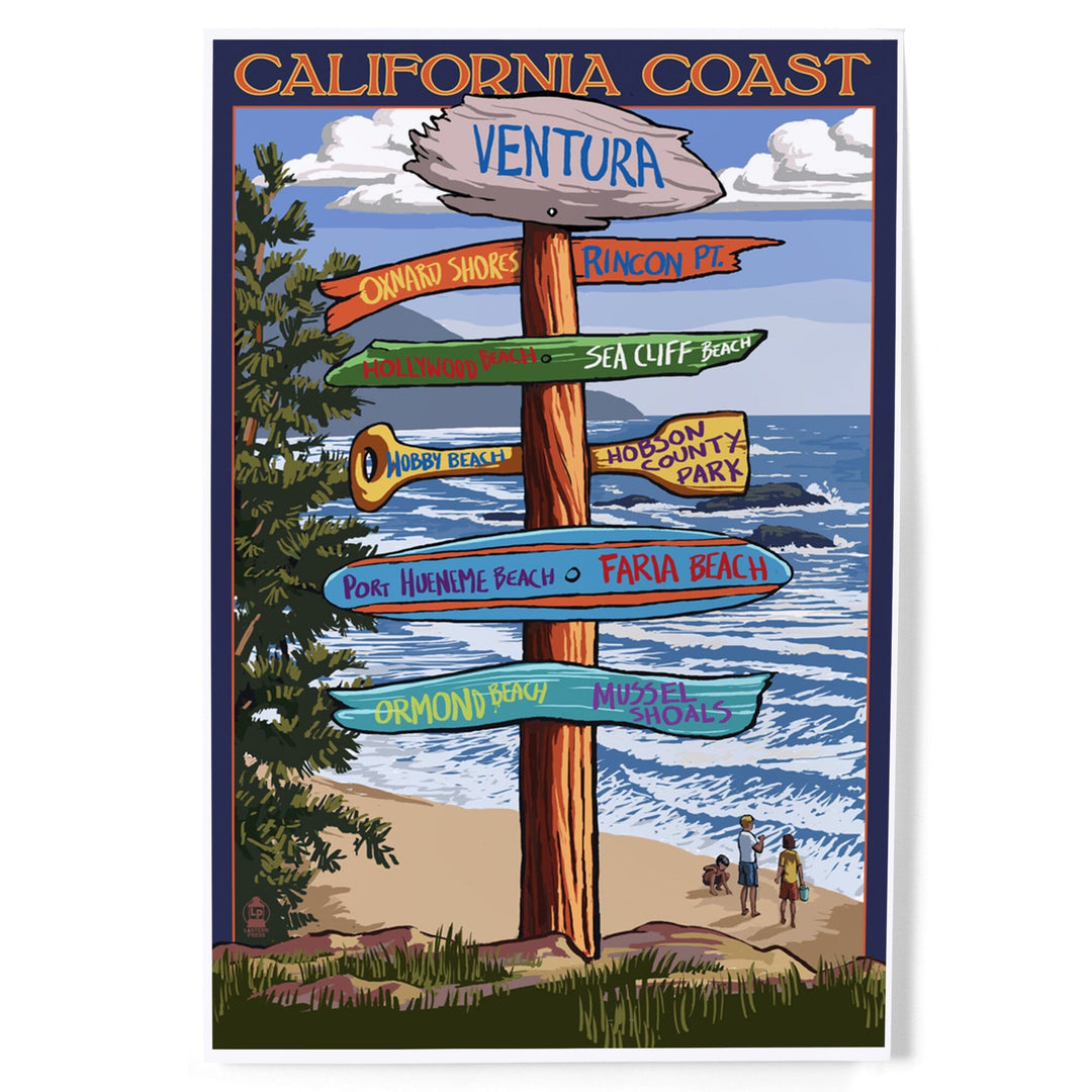 Ventura, California, Destinations Sign, Art & Giclee Prints Art Lantern Press