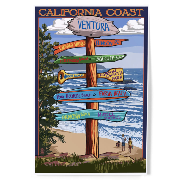 Ventura, California, Destinations Sign, Art & Giclee Prints Art Lantern Press