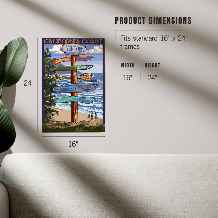 Ventura, California, Destinations Sign, Art & Giclee Prints Art Lantern Press