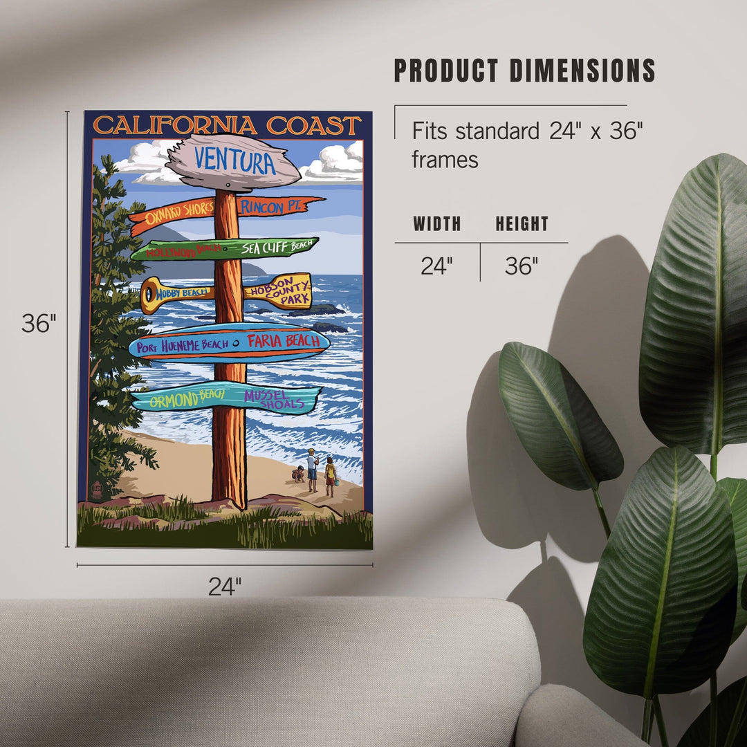 Ventura, California, Destinations Sign, Art & Giclee Prints Art Lantern Press