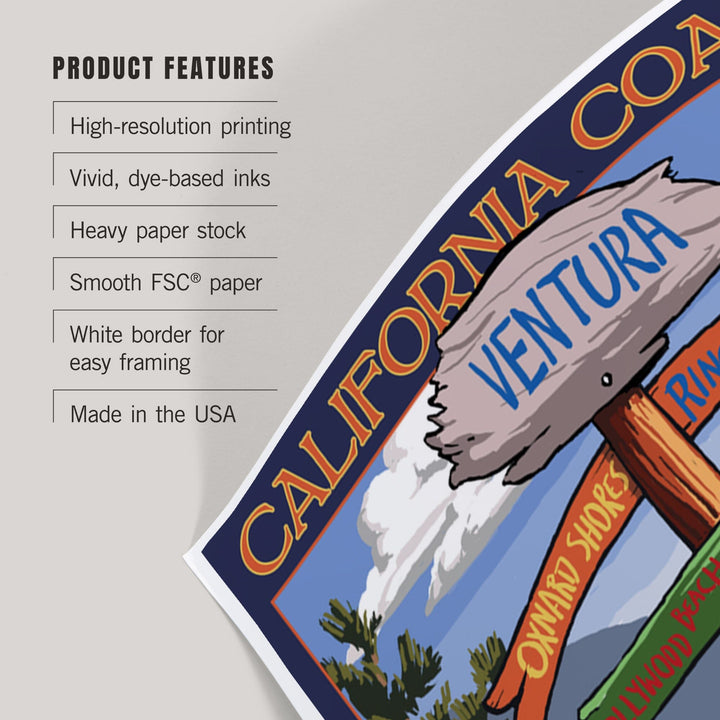 Ventura, California, Destinations Sign, Art & Giclee Prints Art Lantern Press