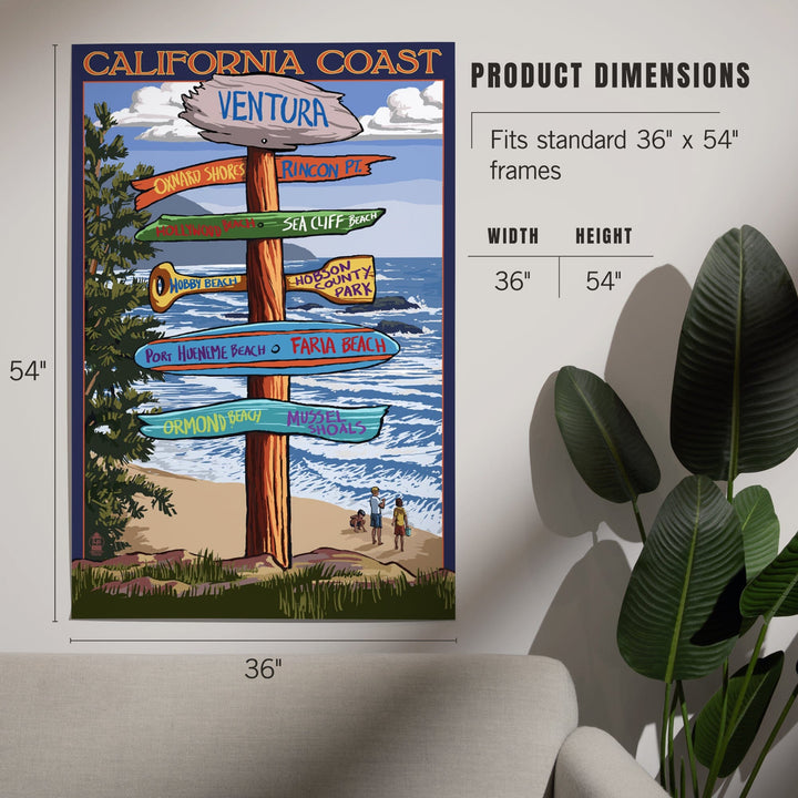 Ventura, California, Destinations Sign, Art & Giclee Prints Art Lantern Press
