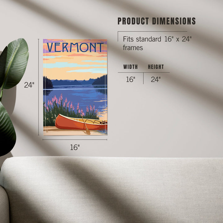 Vermont, Canoe and Lake, Art & Giclee Prints Art Lantern Press