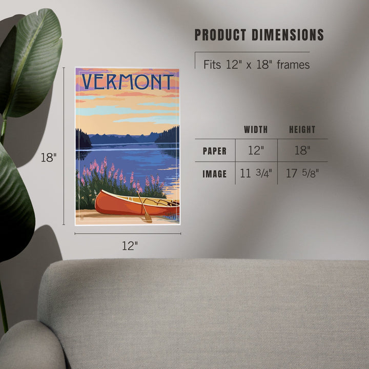 Vermont, Canoe and Lake, Art & Giclee Prints Art Lantern Press