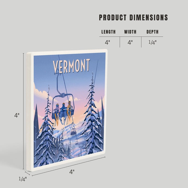 Vermont, Chill on the Uphill, Ski Lift, Coasters Coasters Lantern Press