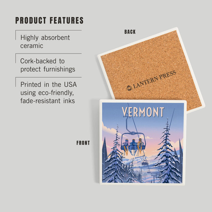 Vermont, Chill on the Uphill, Ski Lift, Coasters Coasters Lantern Press