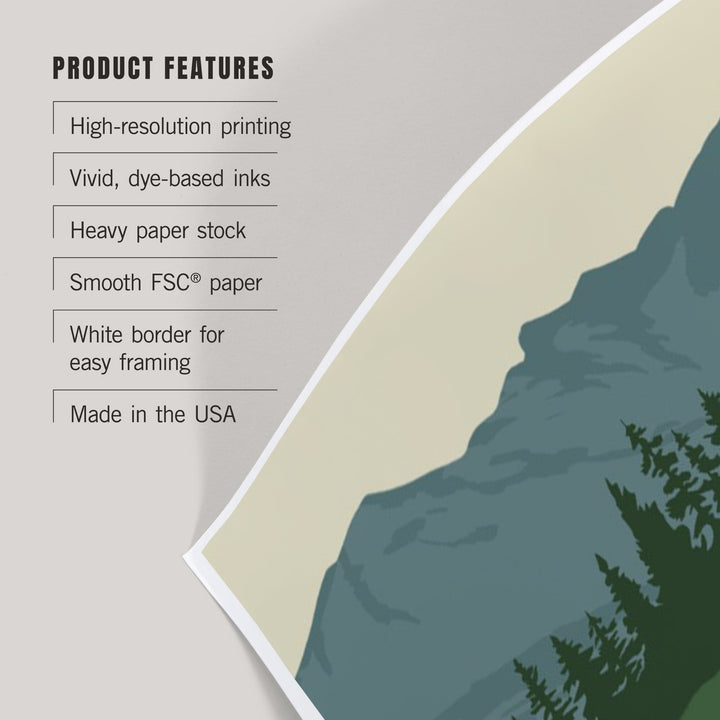 Vermont, Grizzly Bear, Vector, Art & Giclee Prints Art Lantern Press