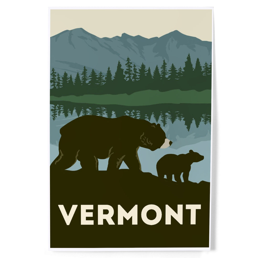Vermont, Grizzly Bear, Vector, Art & Giclee Prints Art Lantern Press
