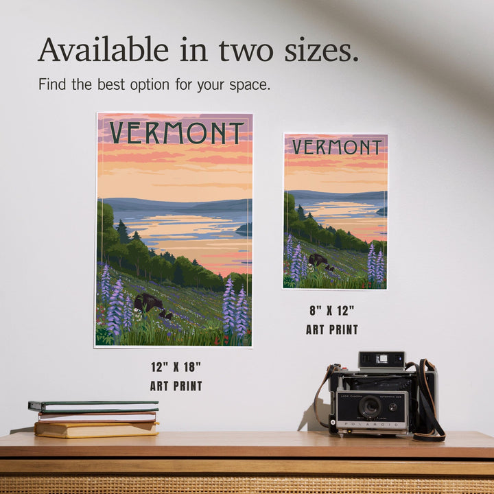 Vermont, Lake and Bear Family, Art & Giclee Prints Art Lantern Press