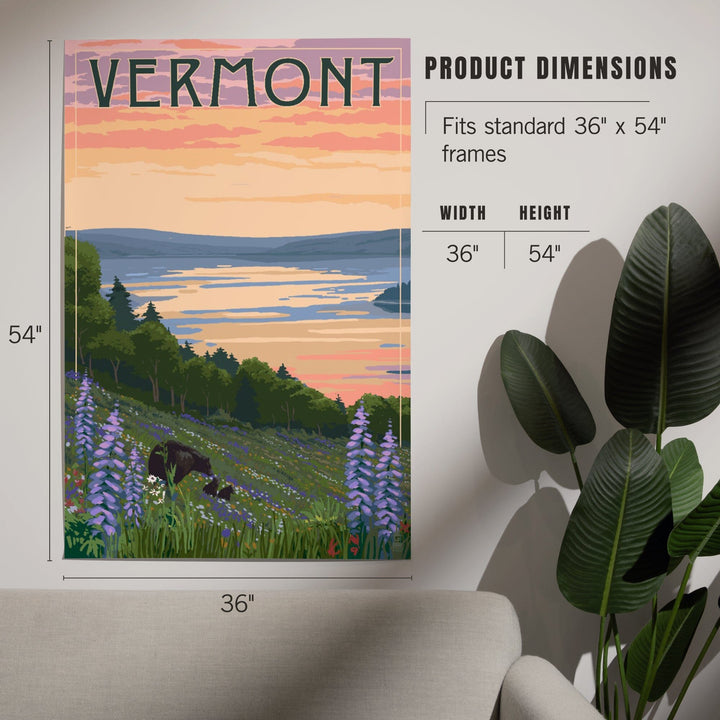 Vermont, Lake and Bear Family, Art & Giclee Prints Art Lantern Press