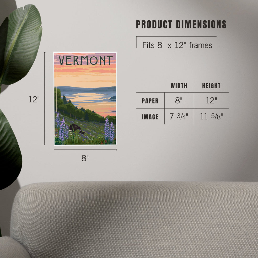 Vermont, Lake and Bear Family, Art & Giclee Prints Art Lantern Press