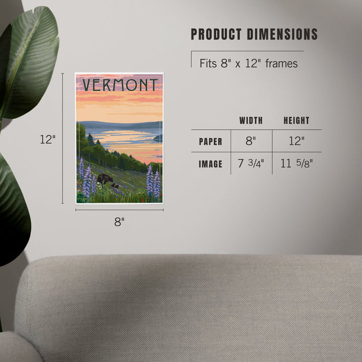 Vermont, Lake and Bear Family, Art & Giclee Prints Art Lantern Press