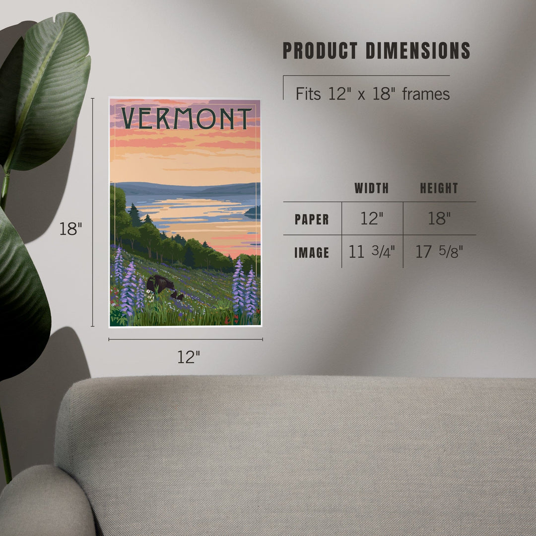 Vermont, Lake and Bear Family, Art & Giclee Prints Art Lantern Press