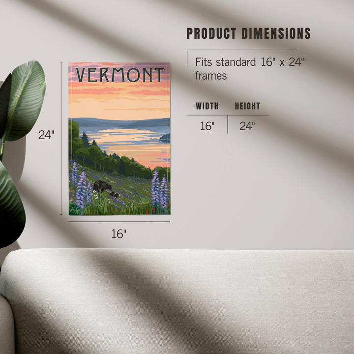 Vermont, Lake and Bear Family, Art & Giclee Prints Art Lantern Press