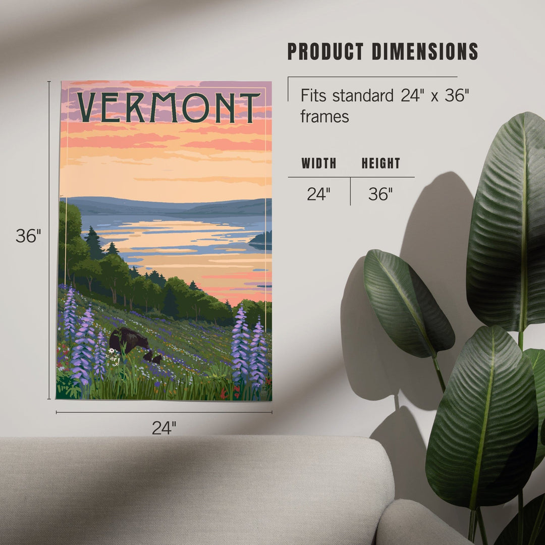 Vermont, Lake and Bear Family, Art & Giclee Prints Art Lantern Press