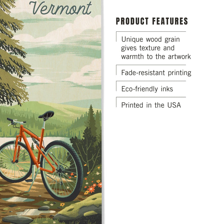 Vermont, Off To Wander, Cycling with Hills, Wood Signs and Postcards Wood Lantern Press