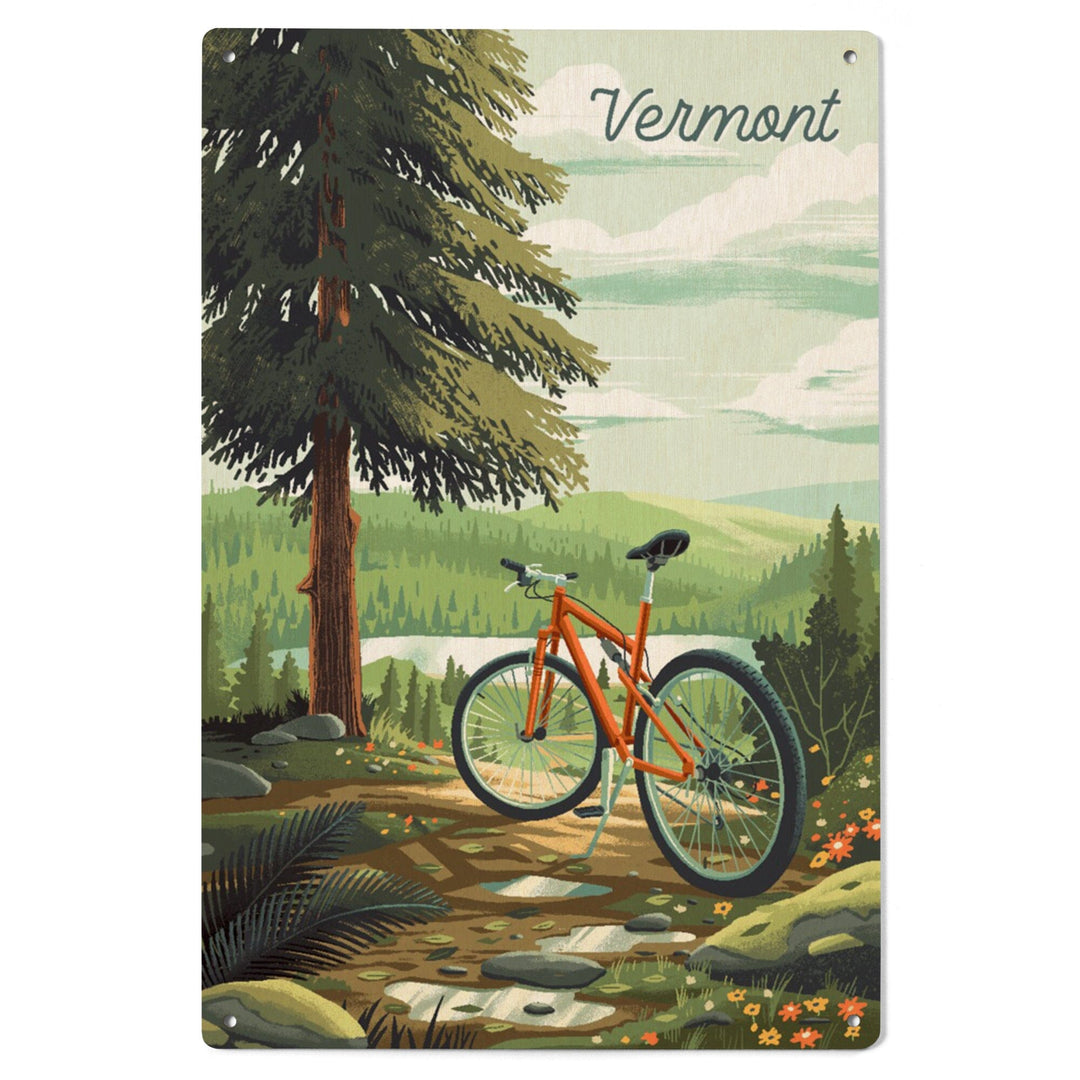 Vermont, Off To Wander, Cycling with Hills, Wood Signs and Postcards Wood Lantern Press