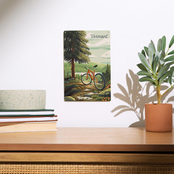 Vermont, Off To Wander, Cycling with Hills, Wood Signs and Postcards Wood Lantern Press