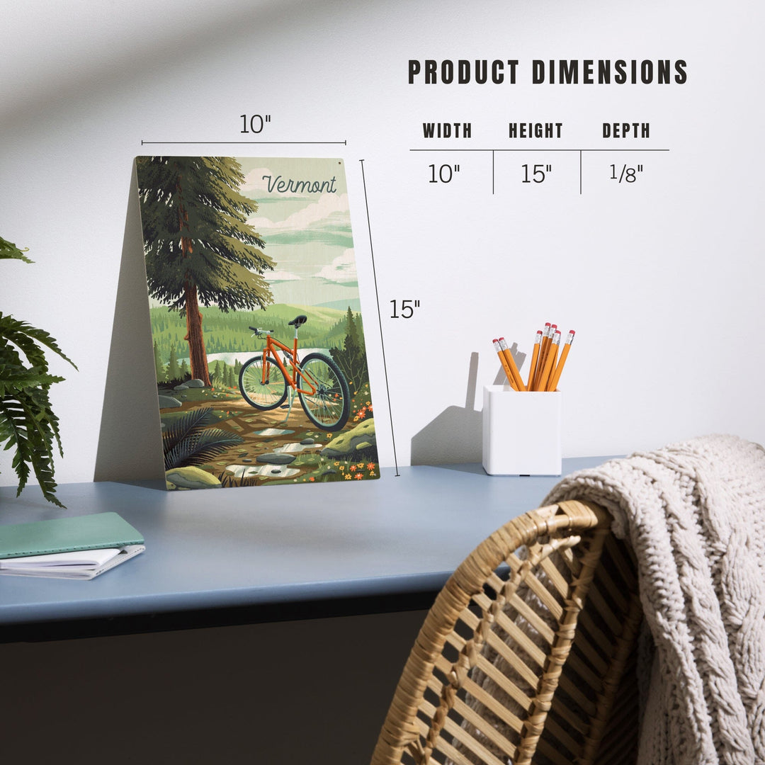 Vermont, Off To Wander, Cycling with Hills, Wood Signs and Postcards Wood Lantern Press