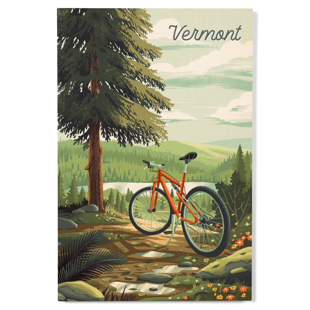 Vermont, Off To Wander, Cycling with Hills, Wood Signs and Postcards Wood Lantern Press