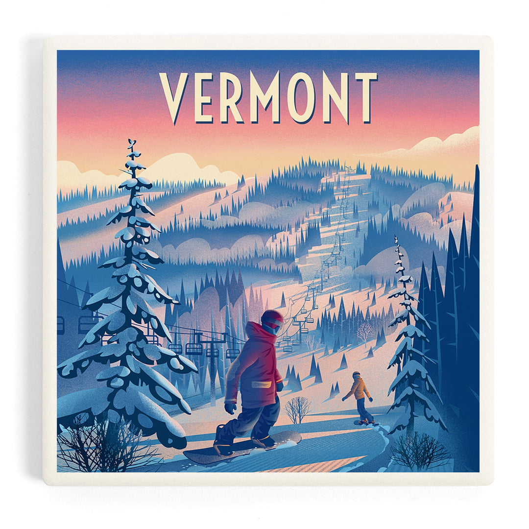 Vermont, Shred the Gnar, Snowboarding, Coasters Coasters Lantern Press