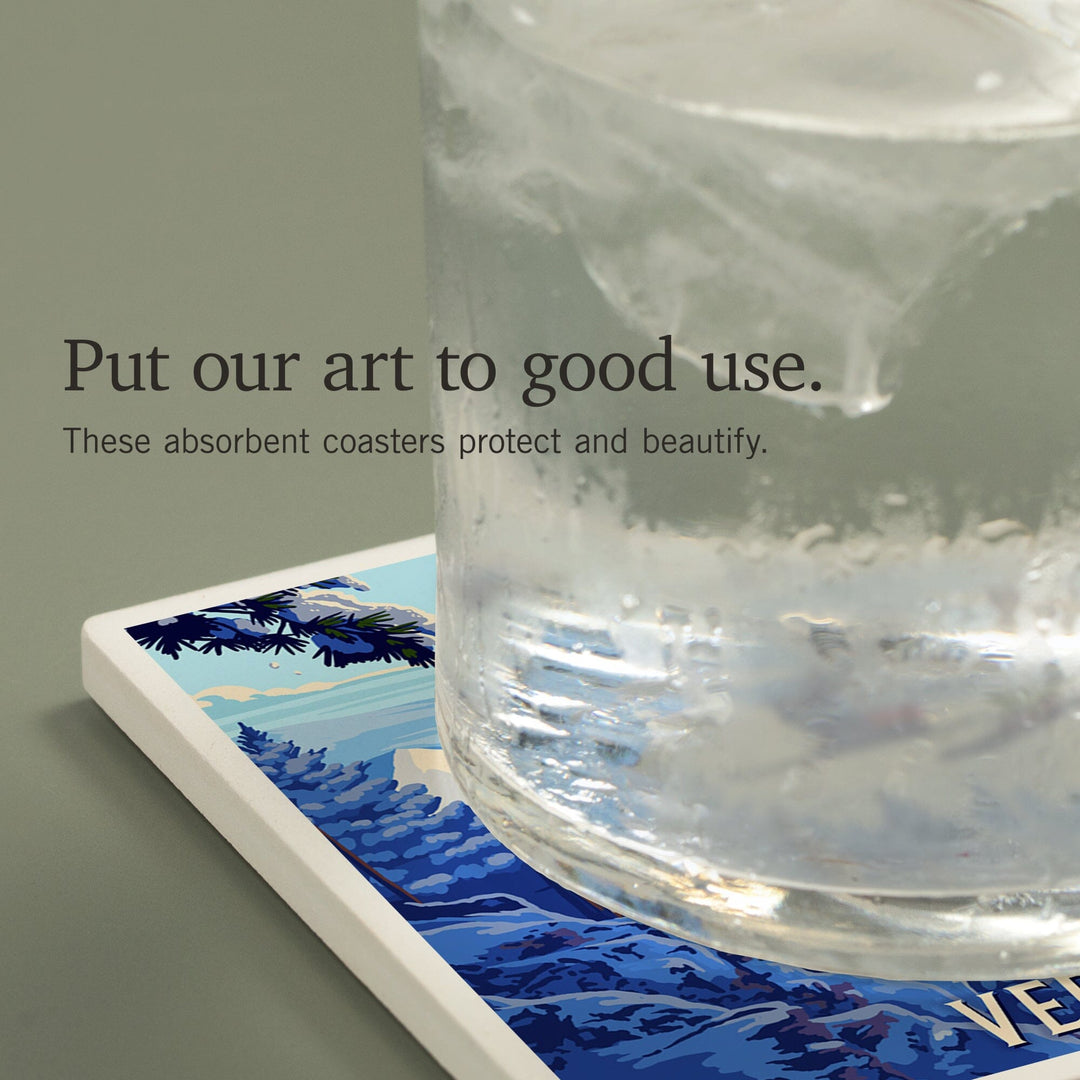 Vermont, Ski Lift Above The Trees, Coasters Coasters Lantern Press