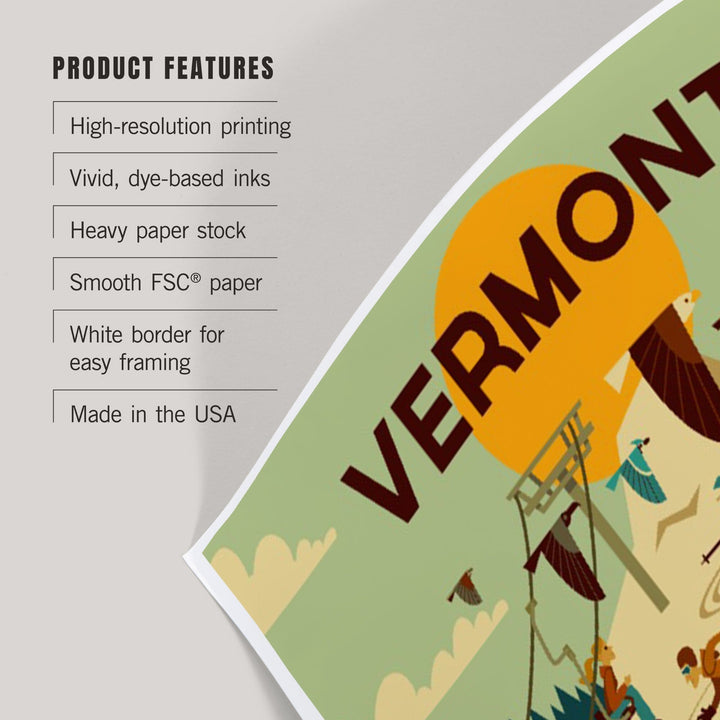 Vermont, Ski Resort, Geometric, Art & Giclee Prints Art Lantern Press