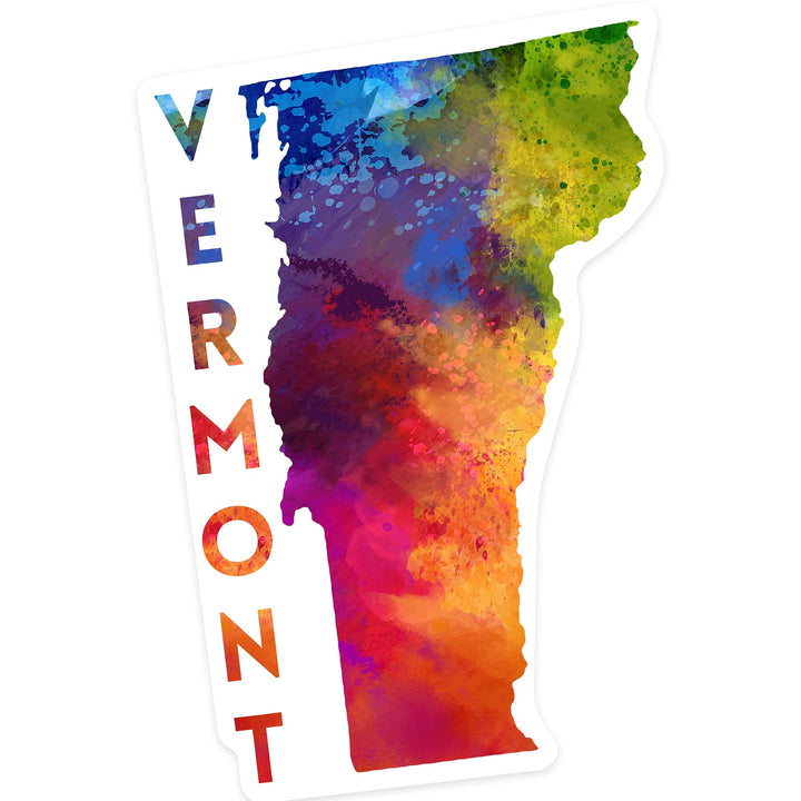 Vermont, State Abstract Watercolor, Contour, Lantern Press Artwork, Vinyl Sticker Sticker Lantern Press