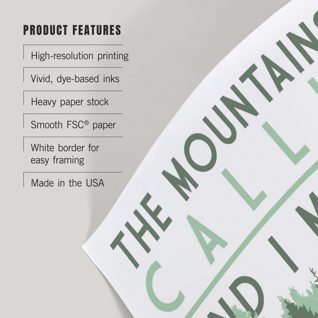 Vermont, The Mountains Are Calling, Pine Trees, Art & Giclee Prints Art Lantern Press