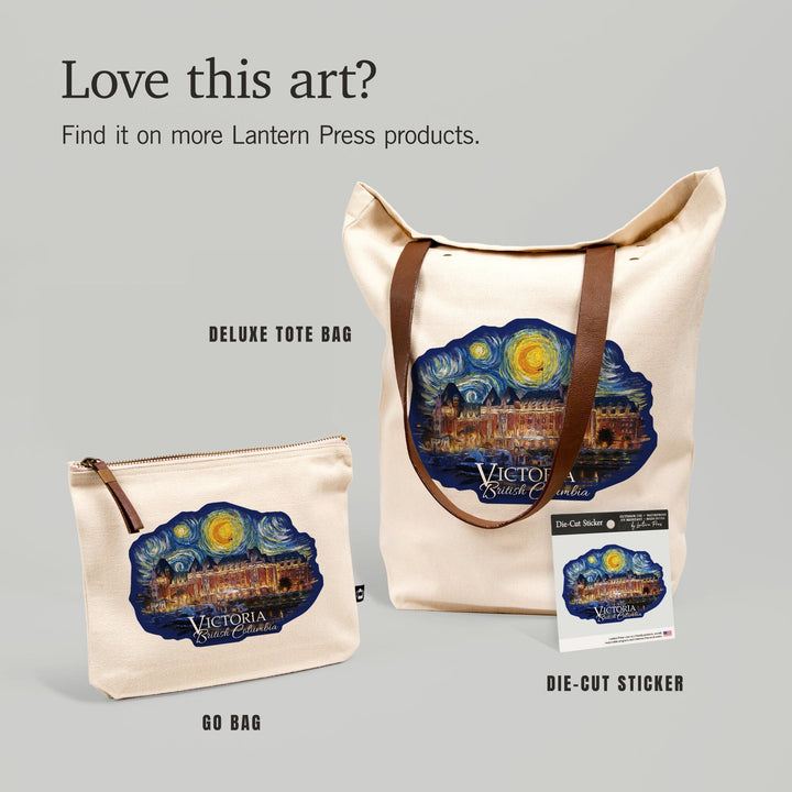 Victoria, BC, Starry Night, Contour, Lantern Press Artwork, Vinyl Sticker Sticker Lantern Press