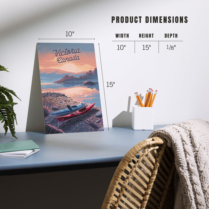 Victoria, Canada, Get Outside Series, Glassy Sunrise, Kayak, Wood Signs and Postcards Wood Lantern Press
