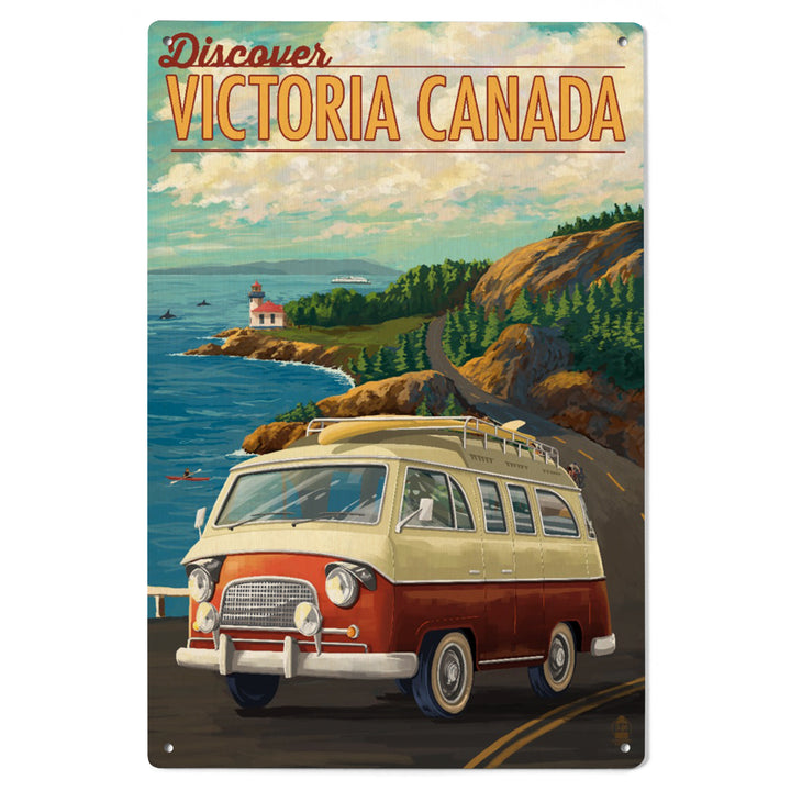Victoria, Canada, Painterly, Camper Van, Wood Signs and Postcards Wood Lantern Press