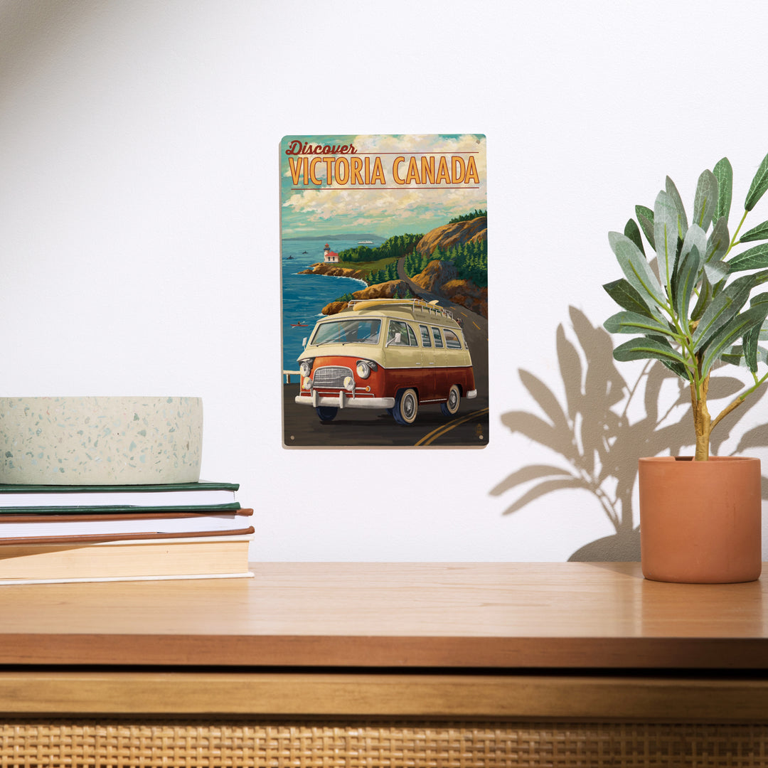 Victoria, Canada, Painterly, Camper Van, Wood Signs and Postcards Wood Lantern Press