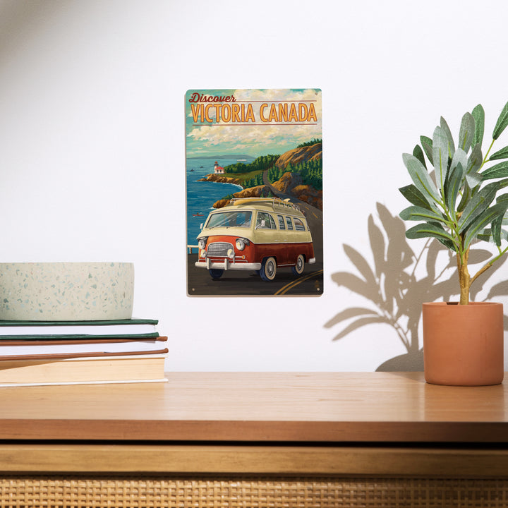 Victoria, Canada, Painterly, Camper Van, Wood Signs and Postcards Wood Lantern Press
