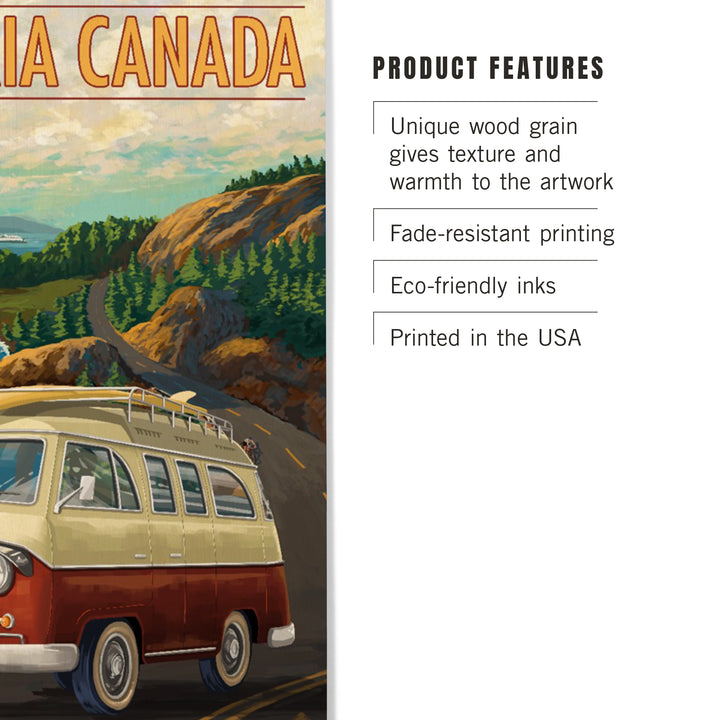 Victoria, Canada, Painterly, Camper Van, Wood Signs and Postcards Wood Lantern Press