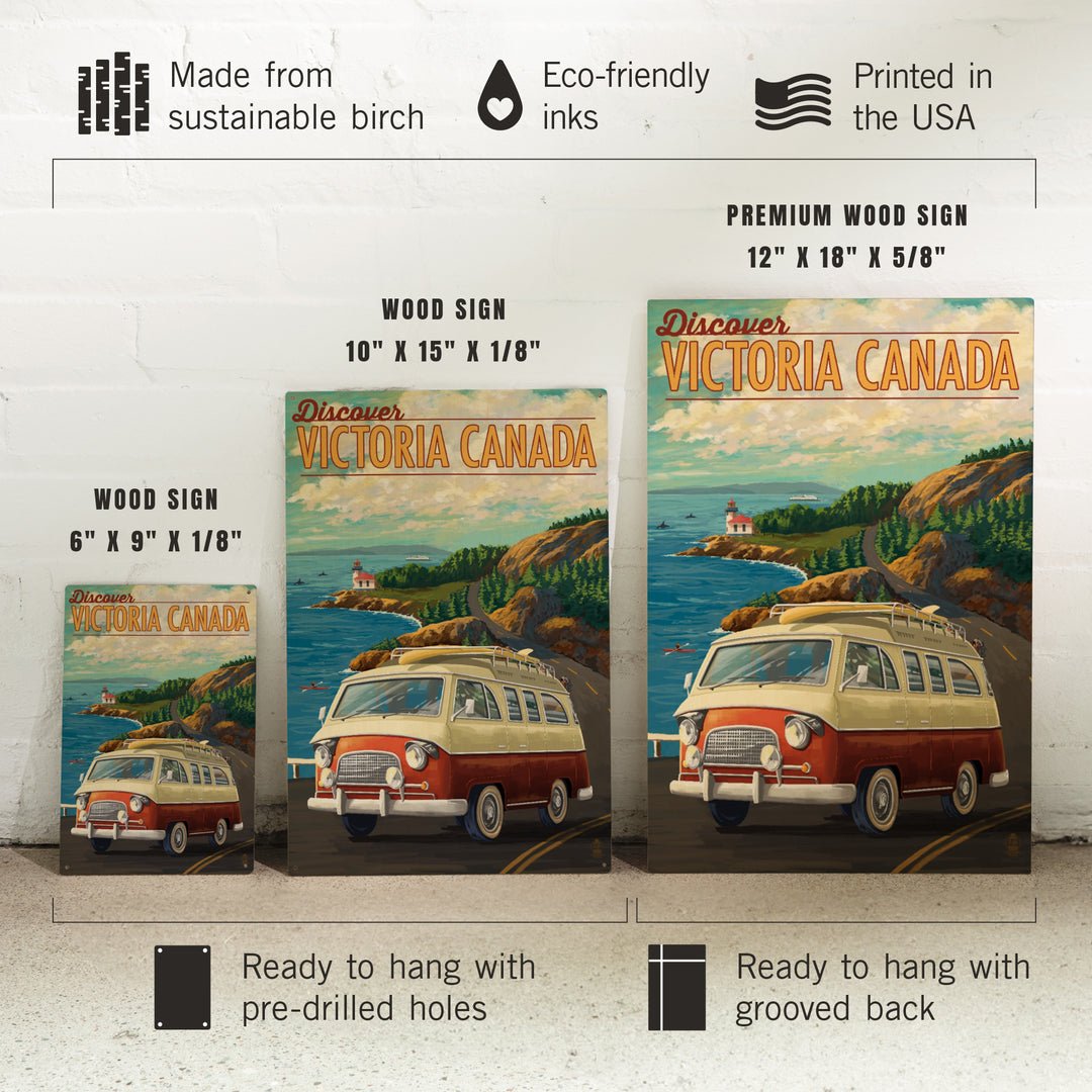 Victoria, Canada, Painterly, Camper Van, Wood Signs and Postcards Wood Lantern Press
