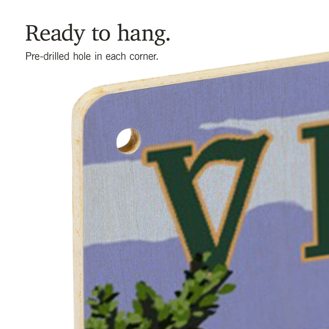 Victoria, Canada, Painterly, Coastal Scene, Bike and Ferry, Wood Signs and Postcards Wood Lantern Press