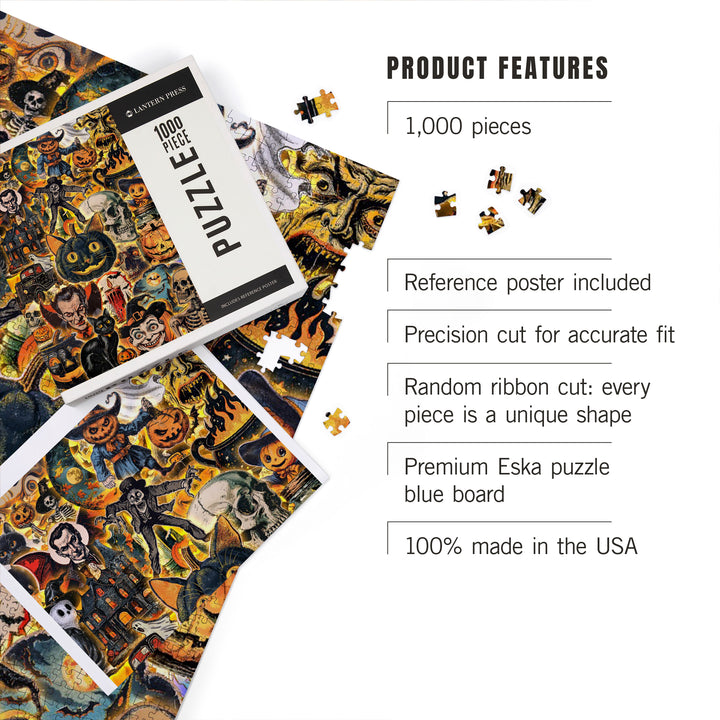 Vintage Halloween Collage, Jigsaw Puzzle Puzzle Lantern Press