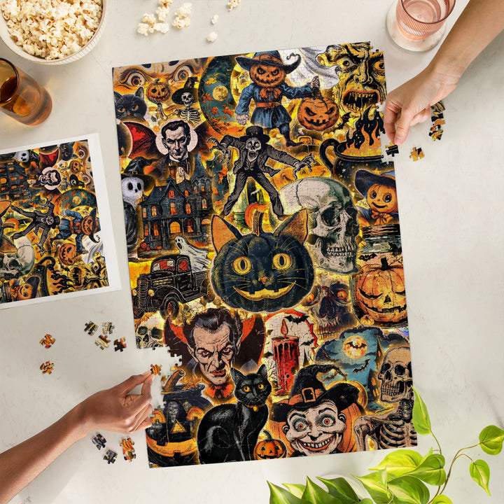 Vintage Halloween Collage, Jigsaw Puzzle Puzzle Lantern Press