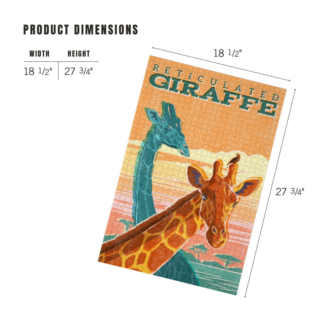 Vintage Print Press, Reticulated Giraffe, Jigsaw Puzzle Puzzle Lantern Press