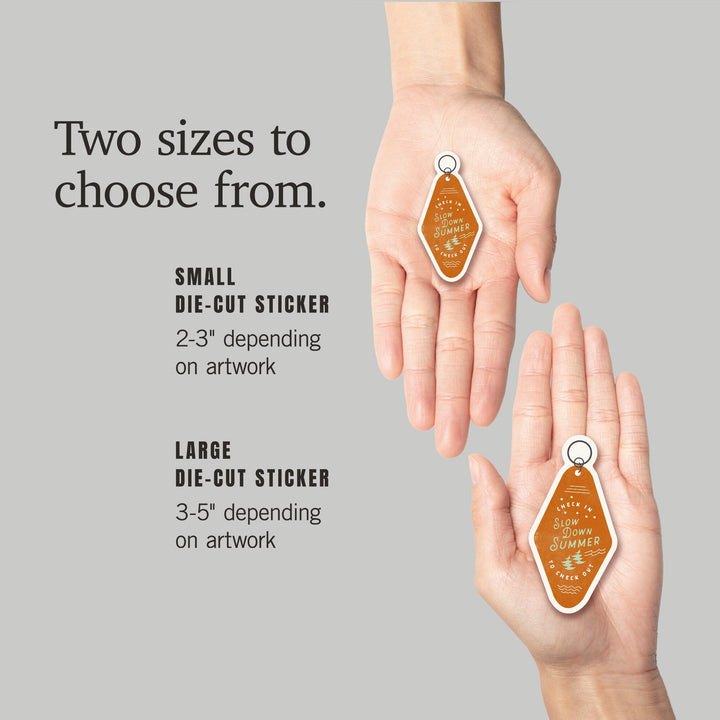 Vintage Summer Series, Slow Down Summer Key Fob, Contour, Vinyl Sticker Sticker Lantern Press