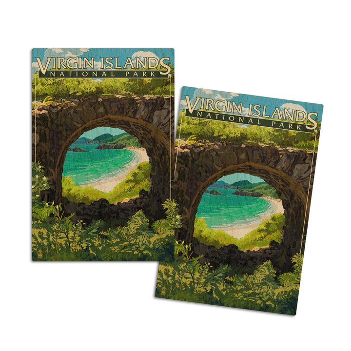 Virgin Islands National Park, US Virgin Islands, View from Ruins, Lantern Press Artwork, Wood Signs and Postcards Wood Lantern Press 4x6 Wood Postcard Set