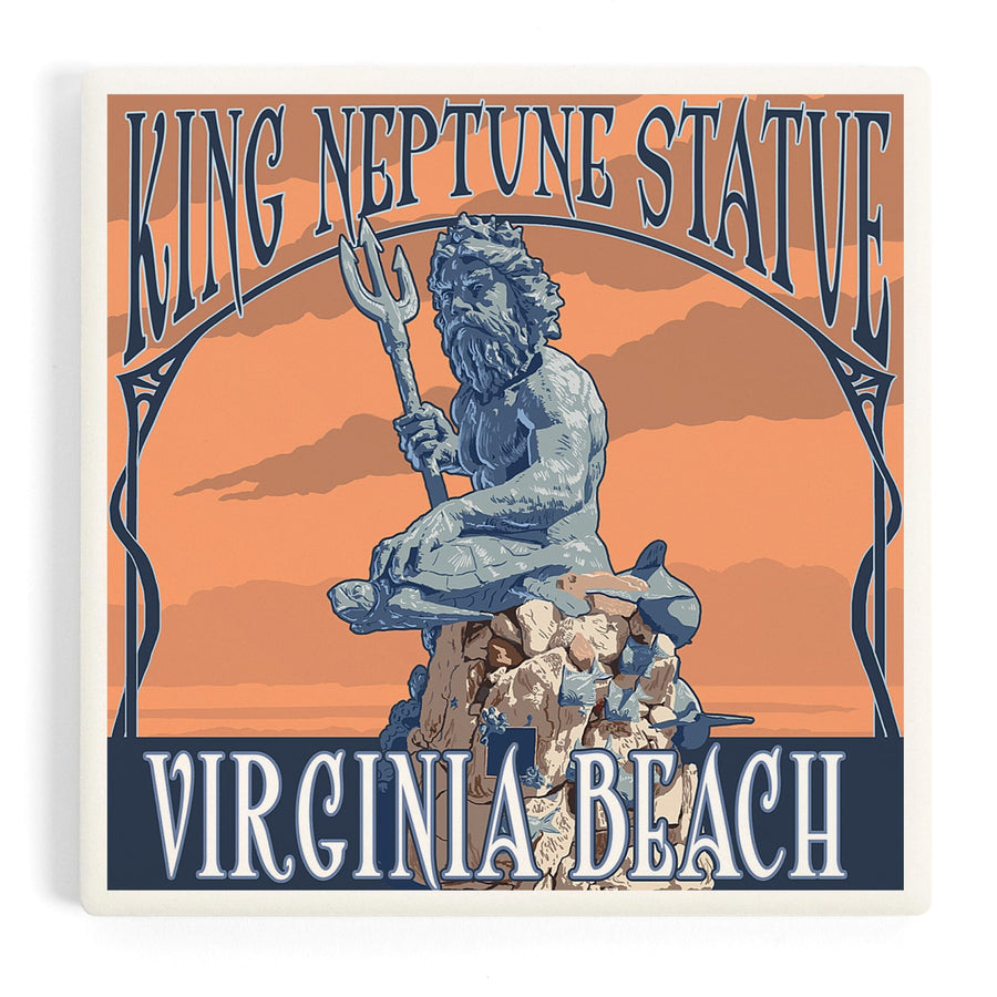 Virginia Beach, Virginia, King Neptune Statue, Coasters Coasters Lantern Press