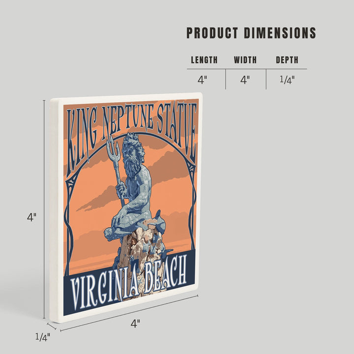 Virginia Beach, Virginia, King Neptune Statue, Coasters Coasters Lantern Press