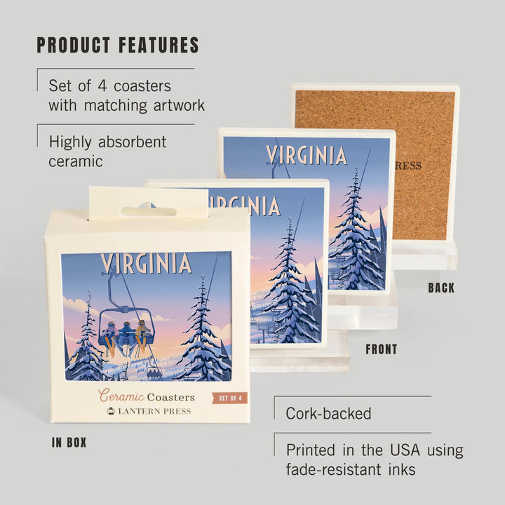 Virginia, Chill on the Uphill, Ski Lift, Coasters Coasters Lantern Press