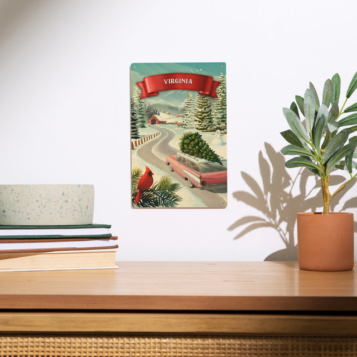 Virginia, Christmas Holiday Tradition, Wood Signs and Postcards Wood Lantern Press