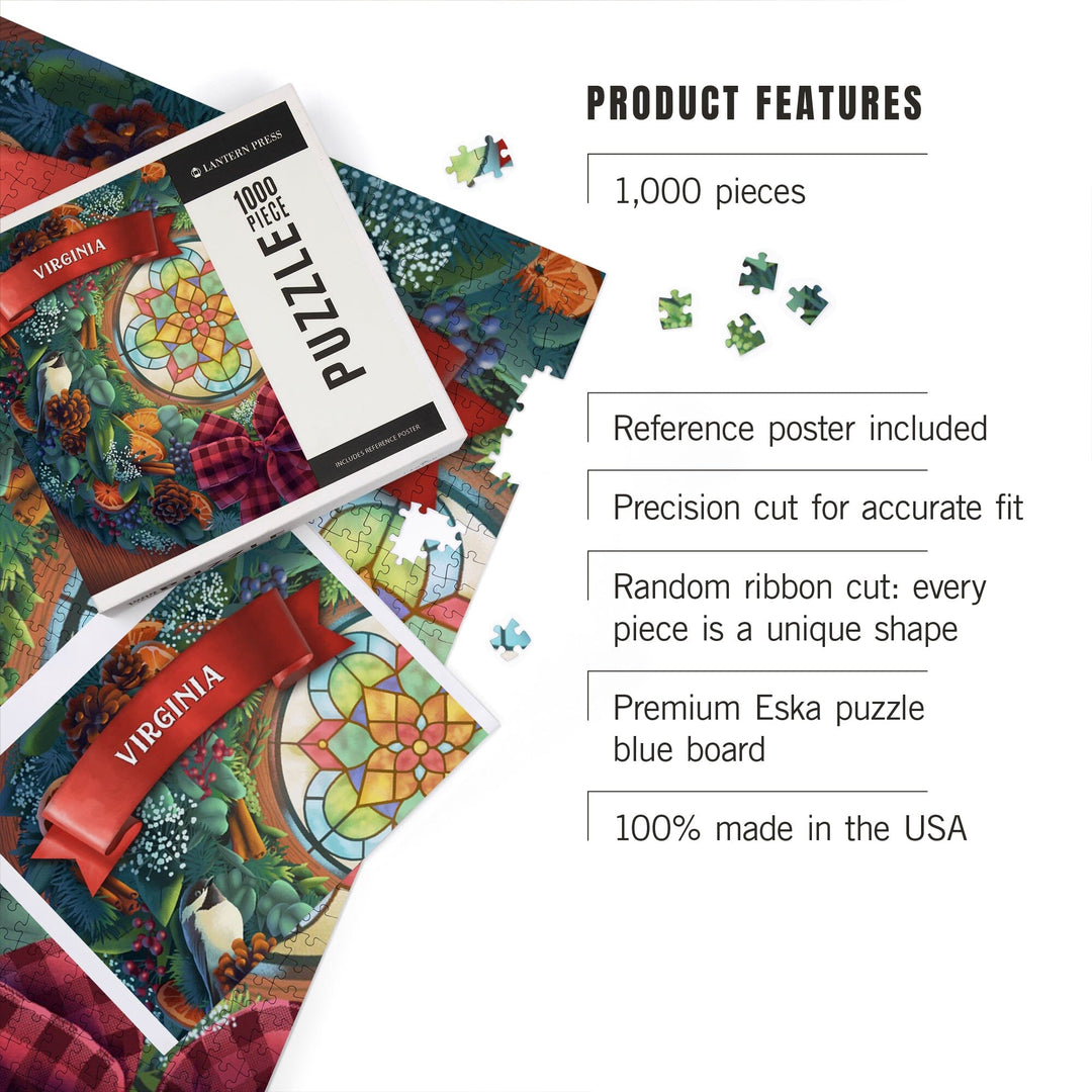 Virginia, Front Door with Wreath, Jigsaw Puzzle Puzzle Lantern Press